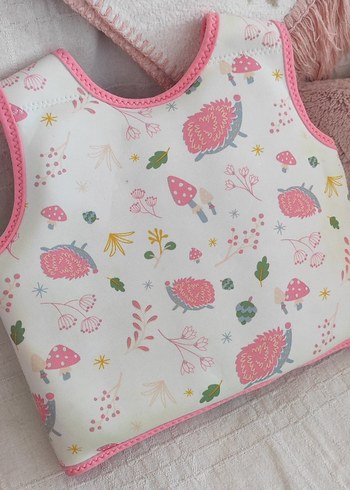 24-36 Ay Beden pembe Renk Kız Çocuk Pembe Baskılı Fermuarlı yuzme Yelegi