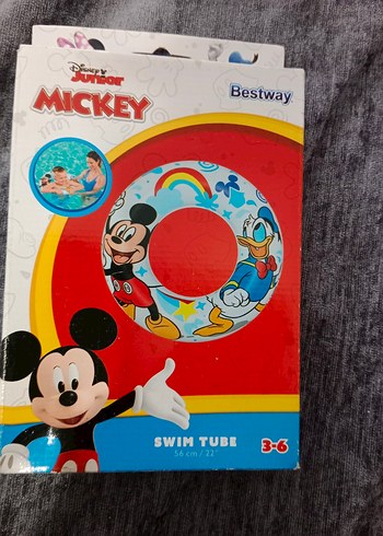 Beden Mickey Mouse Renkli Çocuk Yüzme Simidi 3-6 Yaş