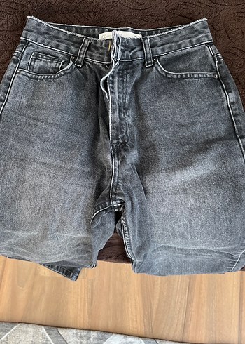 Gri Bol Kesim Midi Denim Kadın Jean - Görsel 2