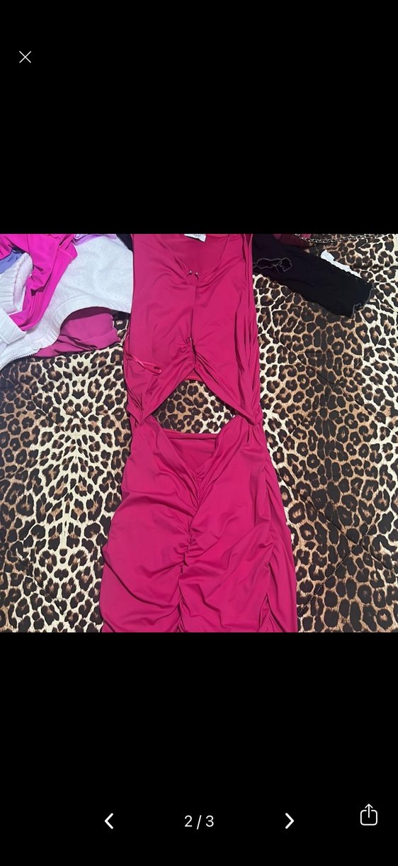 Pembe Drapeli Mini Elbise - Görsel 3