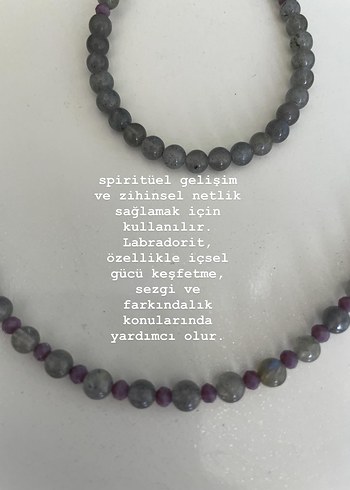 Bohem Gri Labradorit doğaltaş kolye bileklik