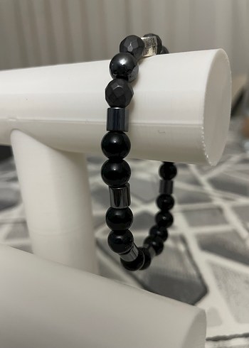 Doğaltaş Erkek Siyah Boncuklu Yılan Desenli Gotik Bileklik - Görsel 2