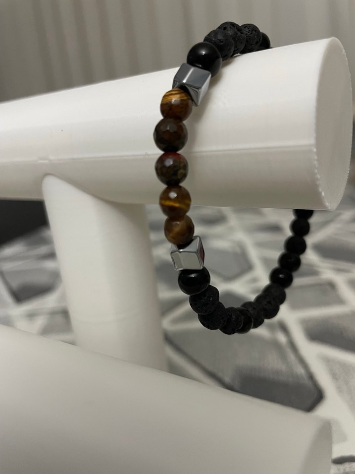 Doğaltaş Kaplangözü, Lav taşı Erkek Kahverengi Bileklik - Görsel 2