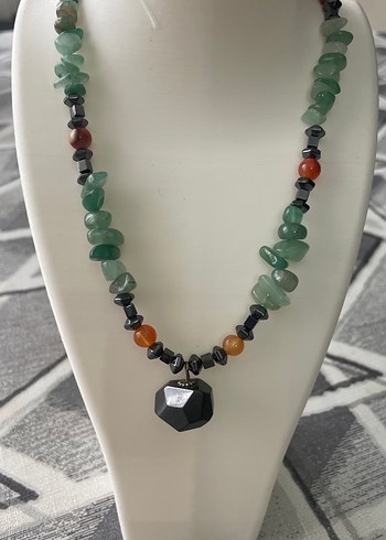 Kolye ucunda doğaltaş Hematit. Aventurin, Akik ve Hematit kolye - Görsel 3