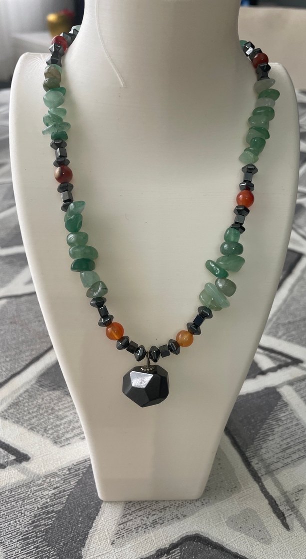 Kolye ucunda doğaltaş Hematit. Aventurin, Akik ve Hematit kolye - Görsel 3