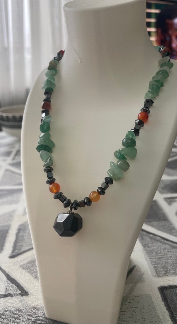 Kolye ucunda doğaltaş Hematit. Aventurin, Akik ve Hematit kolye - Görsel 2