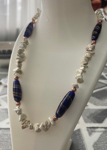 Doğaltaş Beyaz Jasper kadın Kolye - Görsel 2