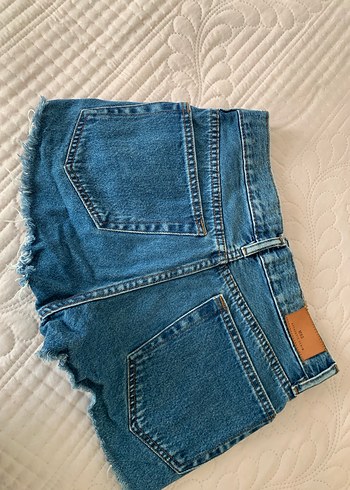 Düğmeli Mavi Kadın Denim Mini Şort - Görsel 2