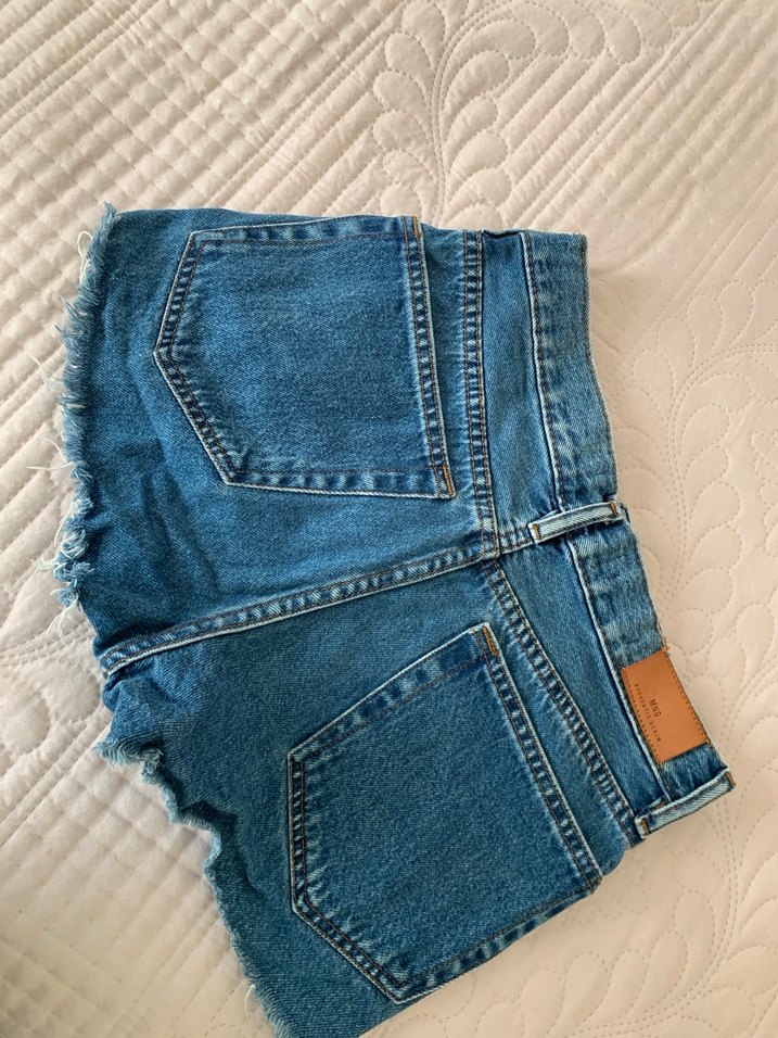Düğmeli Mavi Kadın Denim Mini Şort - Görsel 2
