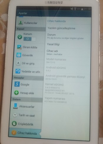 Beden Beyaz Samsung Tablet