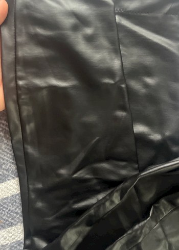 Siyah Deri Kadın Tayt pantolon - Görsel 5