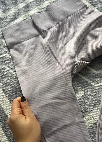 Lila Kadın Pilili Midi Tayt - Görsel 4