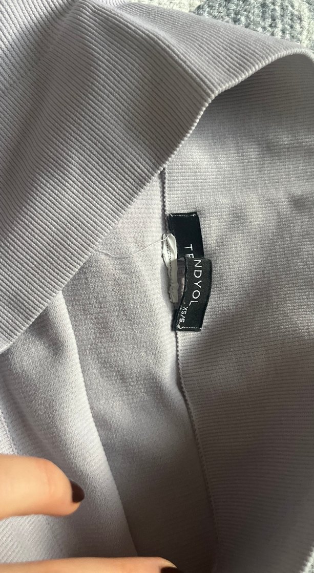 Lila Kadın Pilili Midi Tayt - Görsel 3