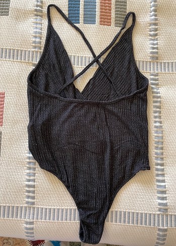 Siyah Örgü Detaylı Askılı çıtçıtlı bady - Görsel 2