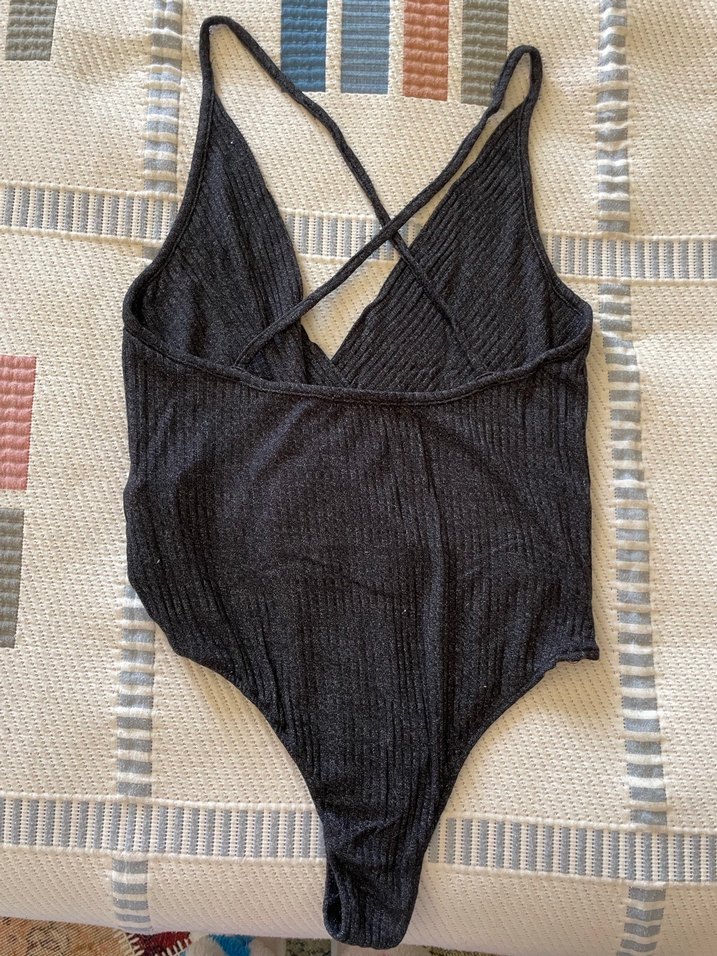 Siyah Örgü Detaylı Askılı çıtçıtlı bady - Görsel 2