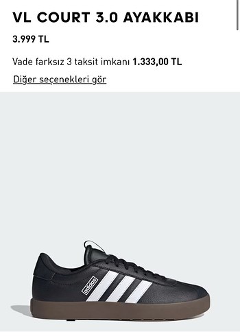 VL Court 3.0 Siyah Kadın Spor Ayakkabı