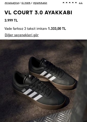 Adidas VL Court 3.0 Siyah Kadın Spor Ayakkabı
