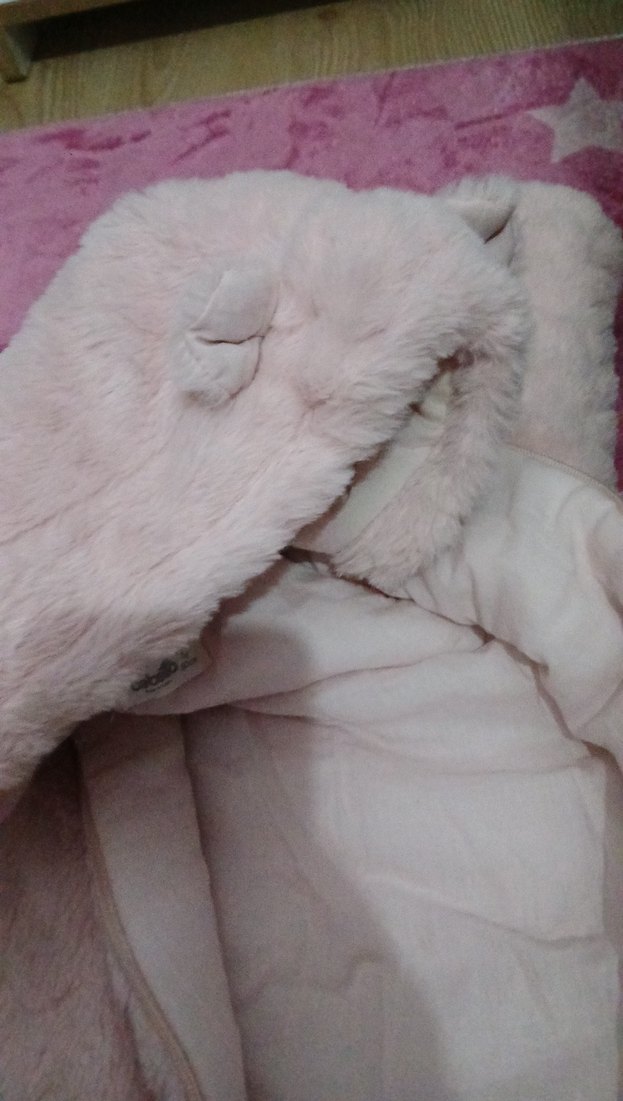 Peluş Kapüşonlu Bebek Kışlık Tulumu Pembe - Görsel 4