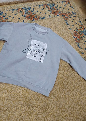Gri Baskılı Kadın Sweatshirt - Görsel 4