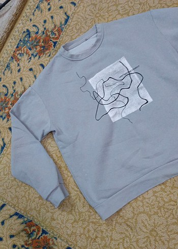 Gri Baskılı Kadın Sweatshirt - Görsel 3