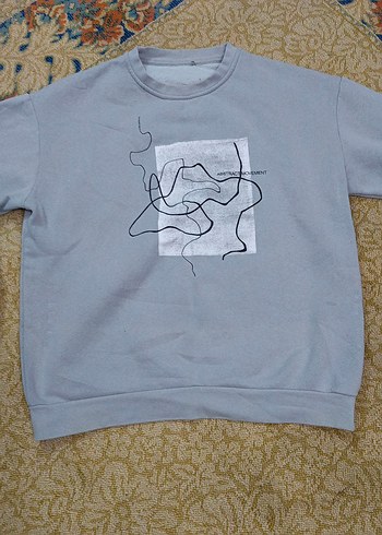 Gri Baskılı Kadın Sweatshirt - Görsel 2