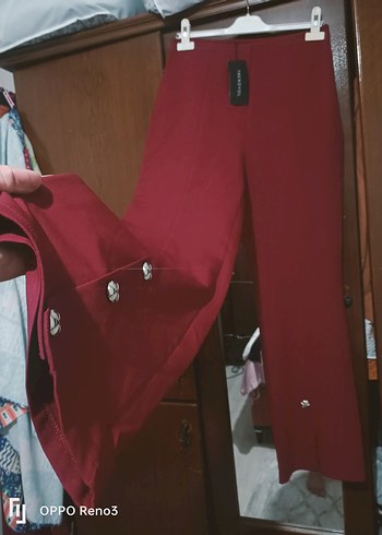 40 Beden BORDO İSPANYOL PAÇA KUMAŞ PANTOLON