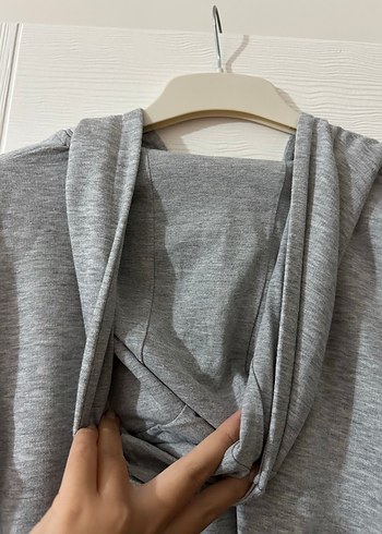 l Beden Kapüşonlu Gri Kadın Sweatshirt