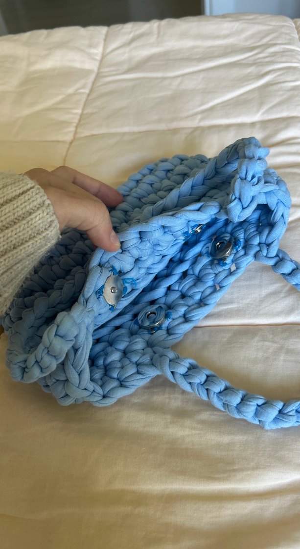 Mavi Örgü Kadın Çanta - Görsel 2