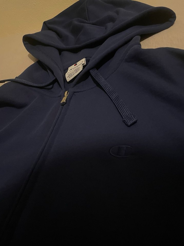 Champion Erkek Lacivert Fermuarlı Kapüşonlu Sweatshirt - Görsel 3