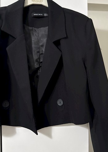 l Beden siyah Renk Kısa Kesim Siyah Kadın Blazer Ceket