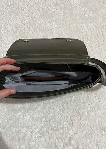 Haki renk Deri Minimalist Kadın Çanta - Görsel 4