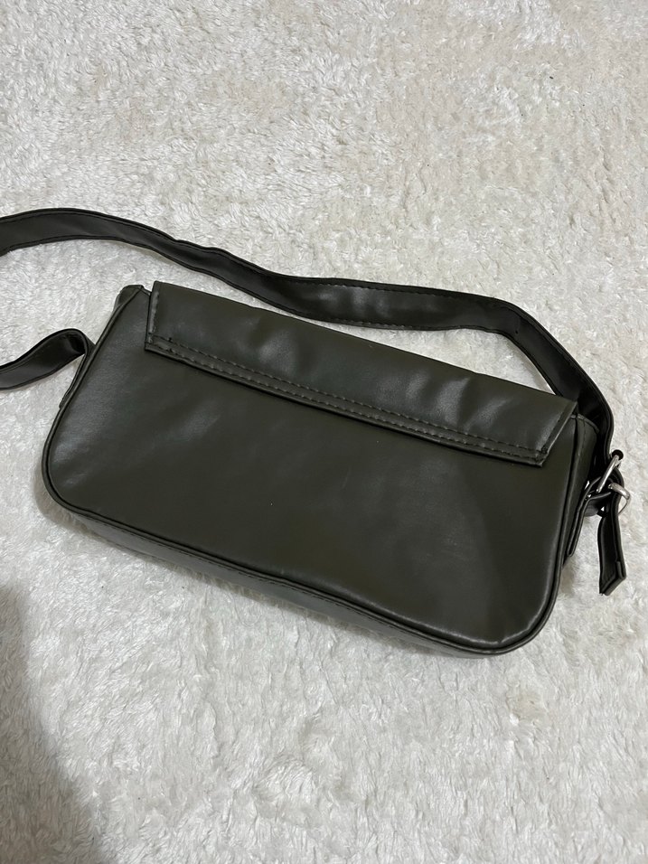 Haki renk Deri Minimalist Kadın Çanta - Görsel 5