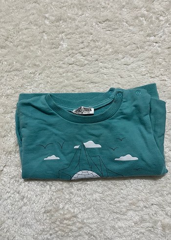 Erkek Çocuk Peluş Detaylı Turkuaz Sweatshirt - Görsel 2