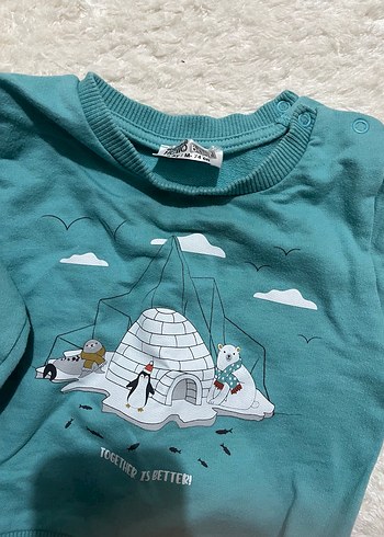 Erkek Çocuk Peluş Detaylı Turkuaz Sweatshirt - Görsel 5