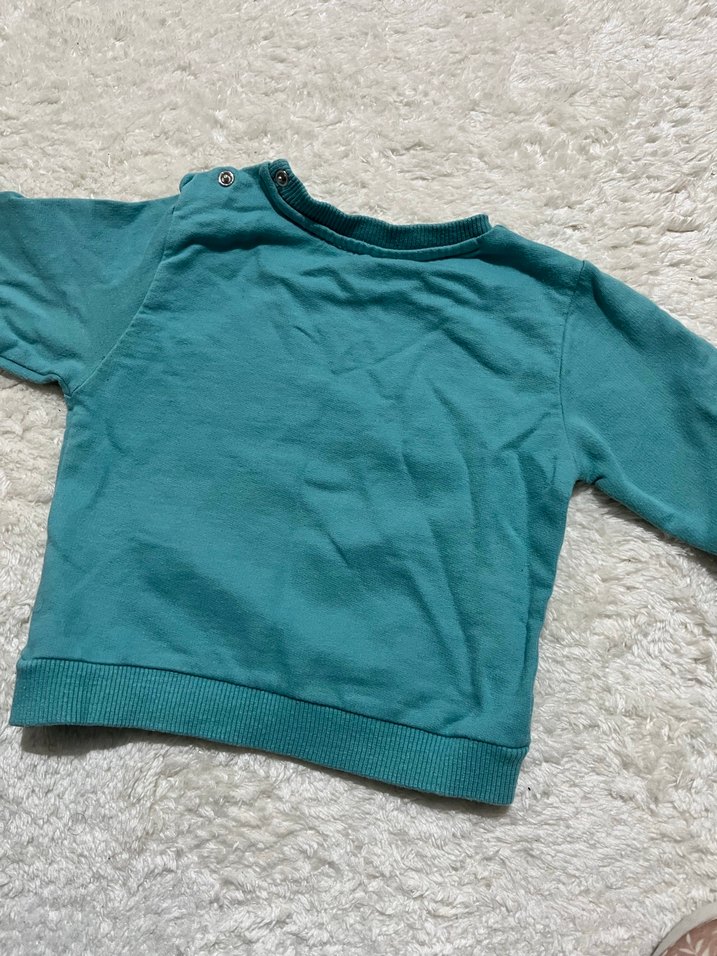 Erkek Çocuk Peluş Detaylı Turkuaz Sweatshirt - Görsel 3