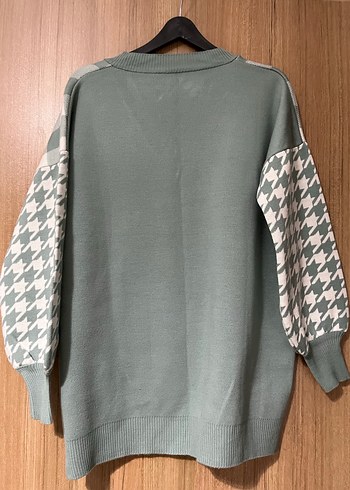 Gri Kareli V Yaka Örgü Kadın Süveter - Görsel 9