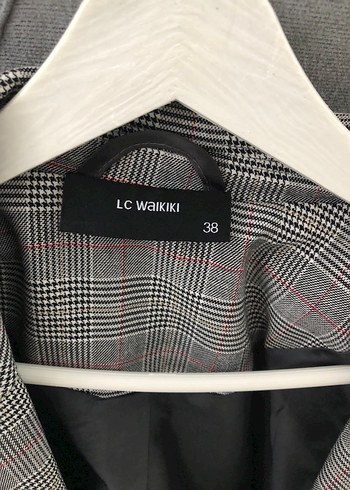 LC Waikiki Gri Ekose Kadın Blazer Ceket
