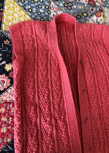 Zara Pembe Örgü Bohem Kadın Yelek Çeyizlik