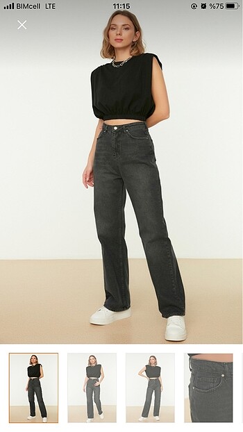 Trendyolmilla antrasit wide leg jean