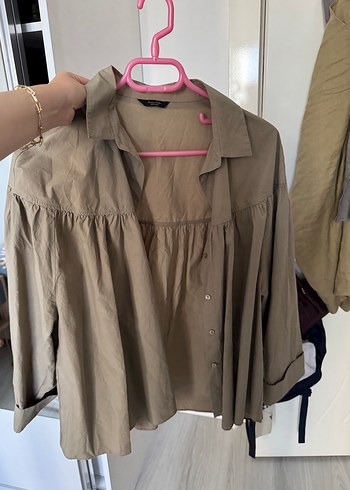 s Beden Massimo dutti büzgülü poplin gömlek