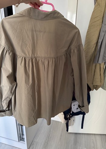 s Beden haki Renk Massimo dutti büzgülü poplin gömlek