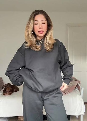 xl Beden Gri Kapüşonlu Zara Kadın Sweatshirt