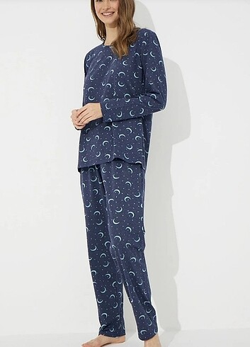 m Beden Siyah inci pijama takımı