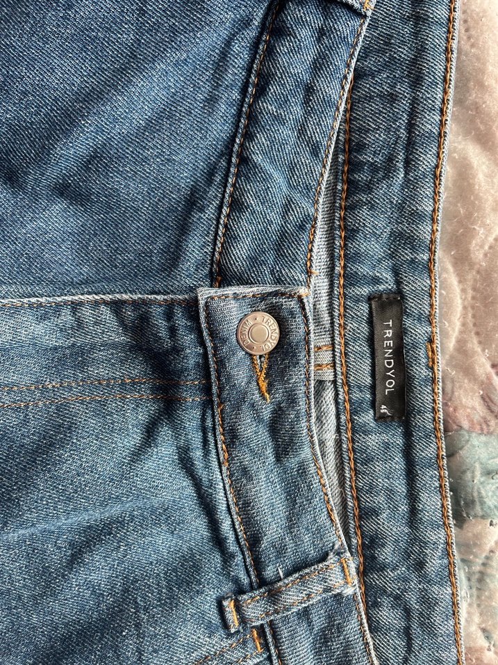 Düğmeli Mini Mavi Kadın Kot Şort - Görsel 2