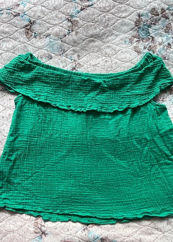 Kadın Yeşil Kısa Kollu Bluz - Görsel 2