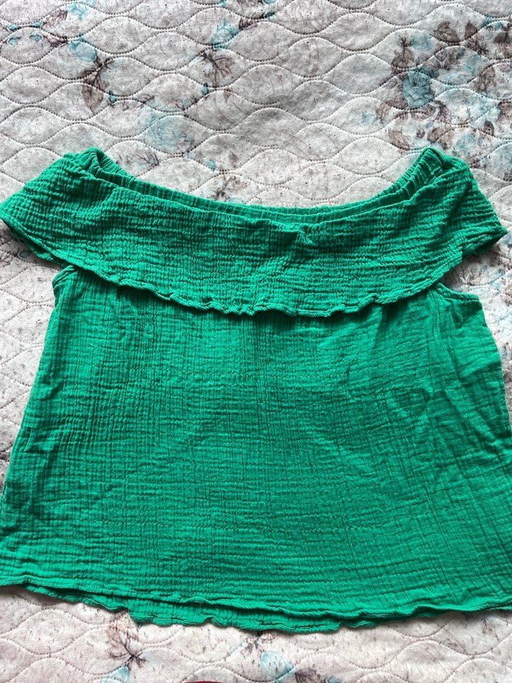 Kadın Yeşil Kısa Kollu Bluz - Görsel 2