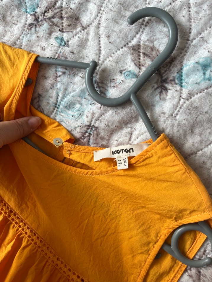 Sarı Midi Etek Bol Kesim Elbise - Görsel 2