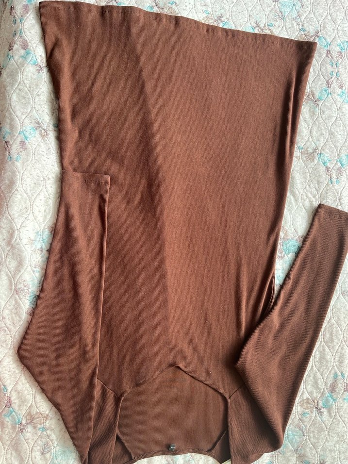 V Yaka 4 Xl Kahverengi Elbise - Görsel 2