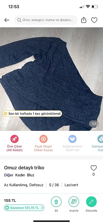 Omuz detaylı triko