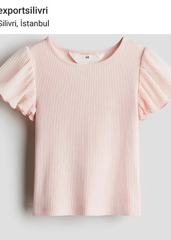 Kız Çocuk ribanalı şifon kollu t-shirt